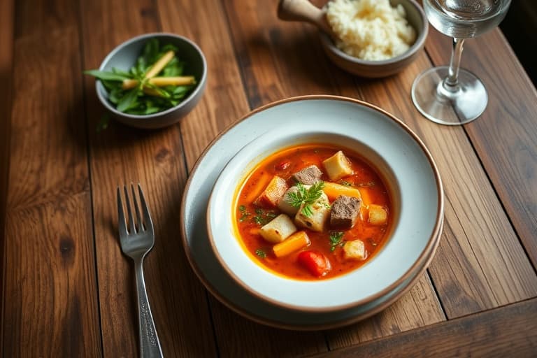 Fire hjørners linse-suppe