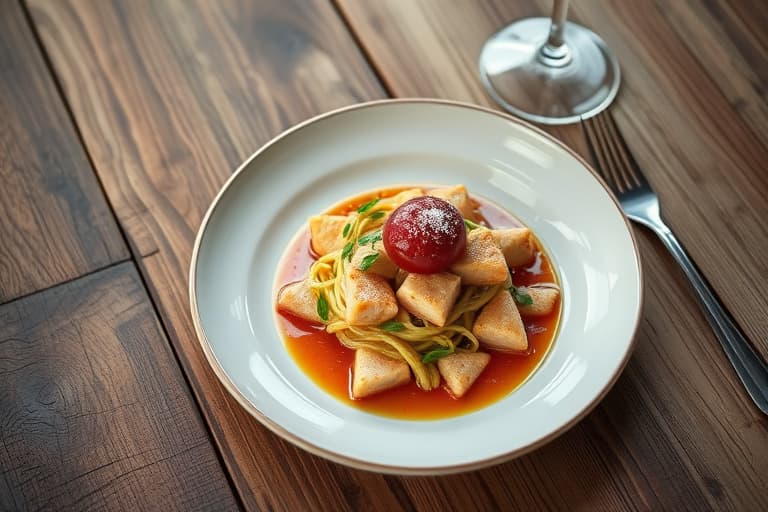 Fersk iskrempai med fersken, toppet med en skorpe av amaretti-kjeks