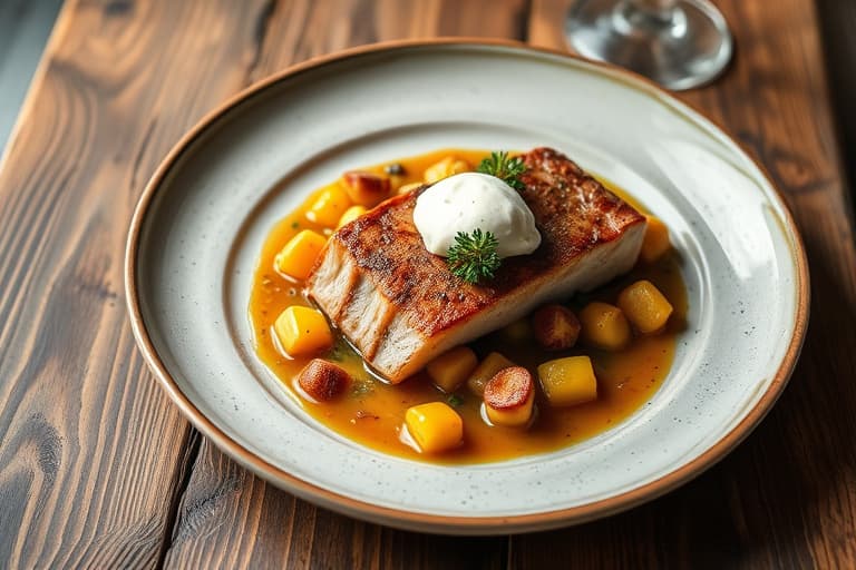 Røstet laks med poteter og urtet crème fraîche