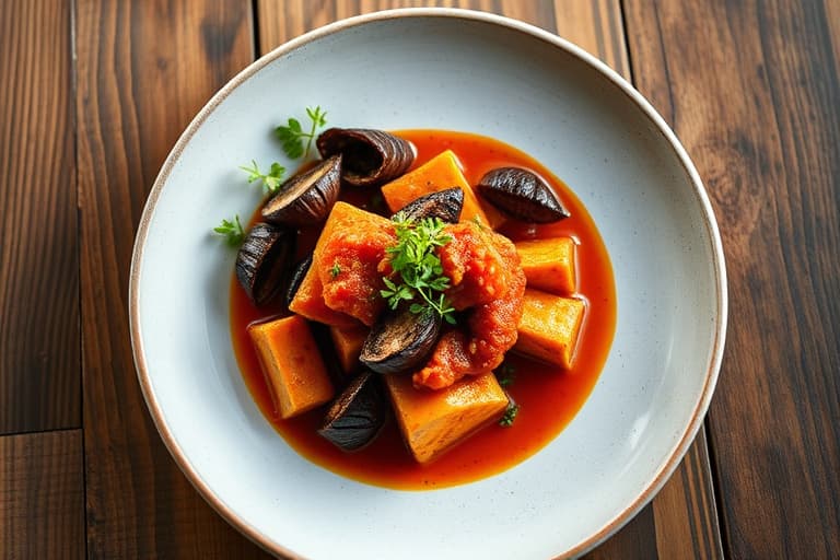 Havabbor i hasselnøtt-romesco med poteter