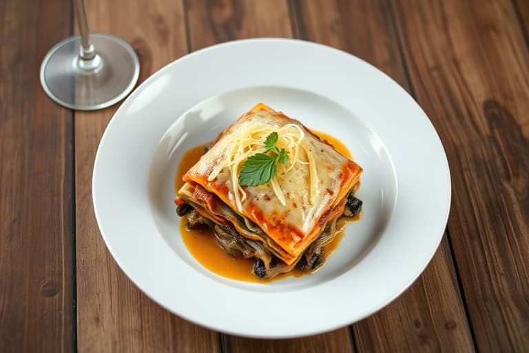 Ristet portobello- og prosciuttolasagne