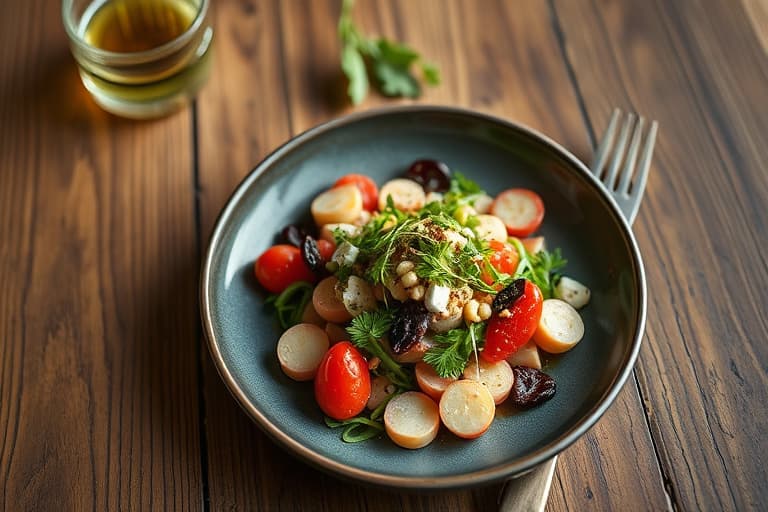 Søtpotetsalat med krydret peanøttdressing