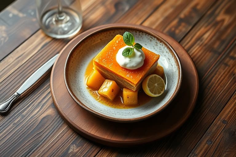 Oransje valmuefrøkake med bær og crème fraîche