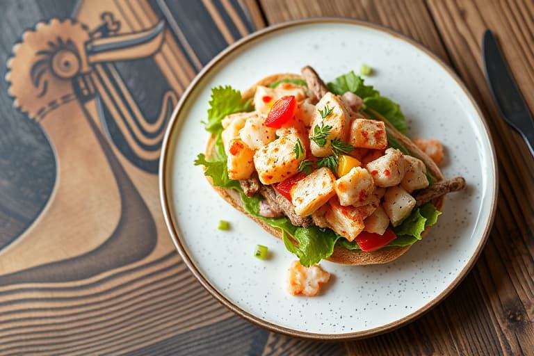 Fylte krabbesalat-sandwicher