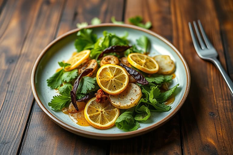 Ruccola med sitron og olivenolje
