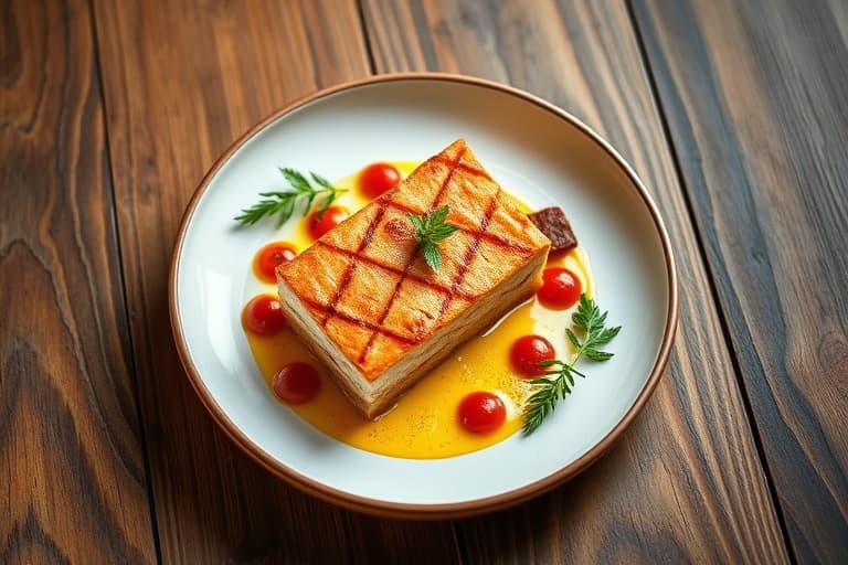 Grillet poundkake med sur kirsebær- og pekannøttis.