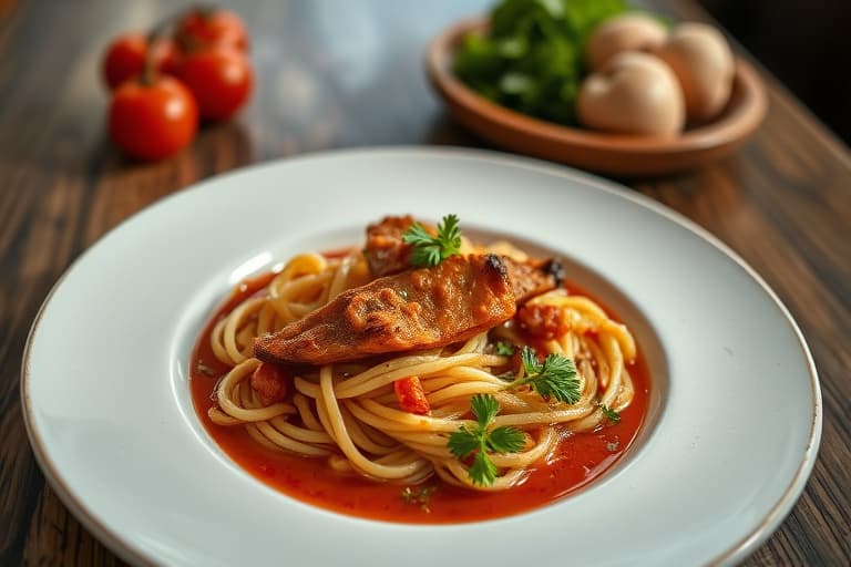 Lam og orzo fylt paprika med chunky tomatsaus