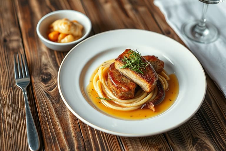 Moderne chop suey med sjalottløk, ingefær og hvitløksessens