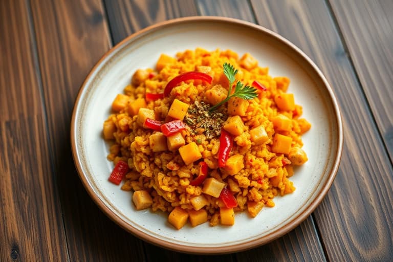 Kasha med squash og rød paprika