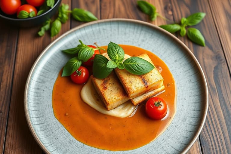 Grillet arktisk ørret med basilikumsaus og tomat