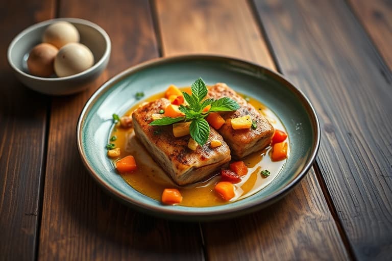 Krydret kokospannekaker med tropisk frukt