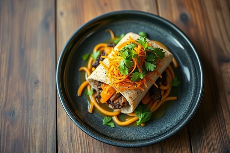 Yam- og svarte bønneburritos med amarant