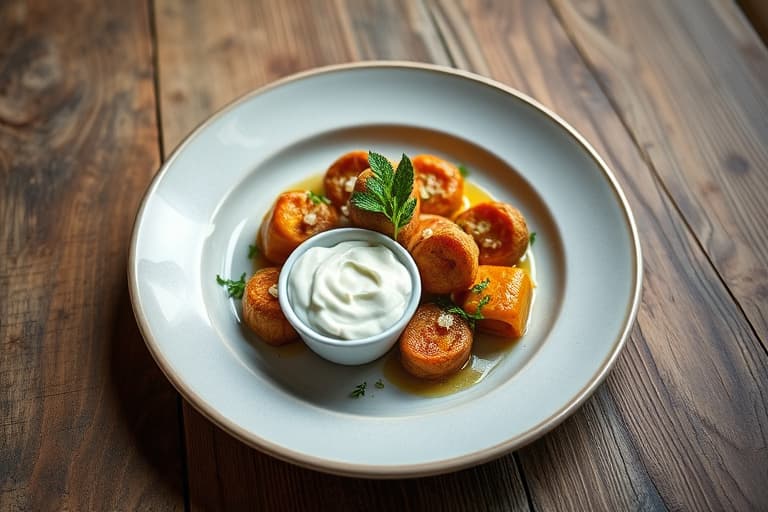 Pinjeknøtt-dolmades med yoghurt-feta-dip