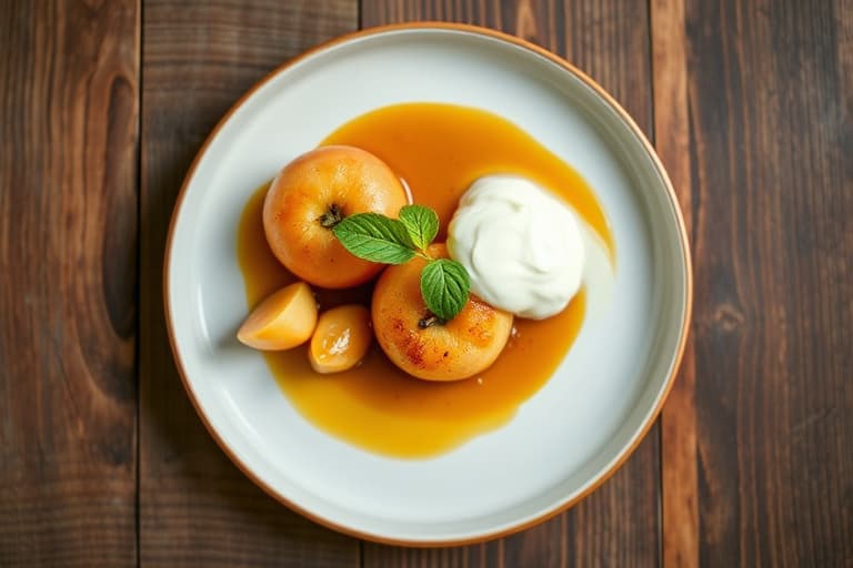 Poached Apples with Vanilla Yogurt
