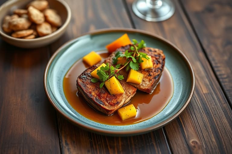 Pork Tournedos med bjørnebær-gastrique og mangosalsa