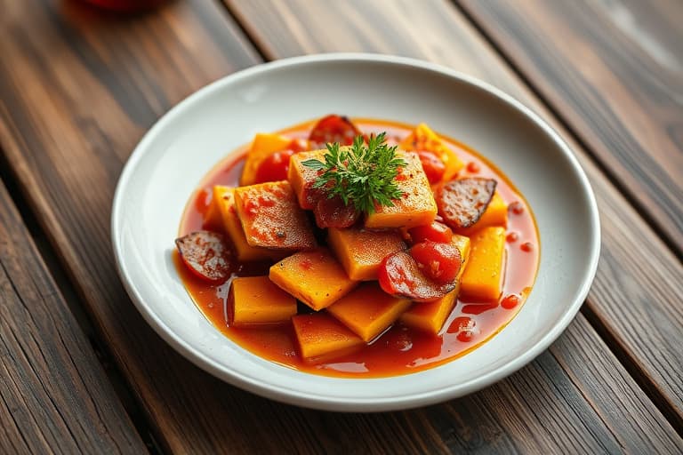 Bakte squashstaver med tomatsaus til dipp