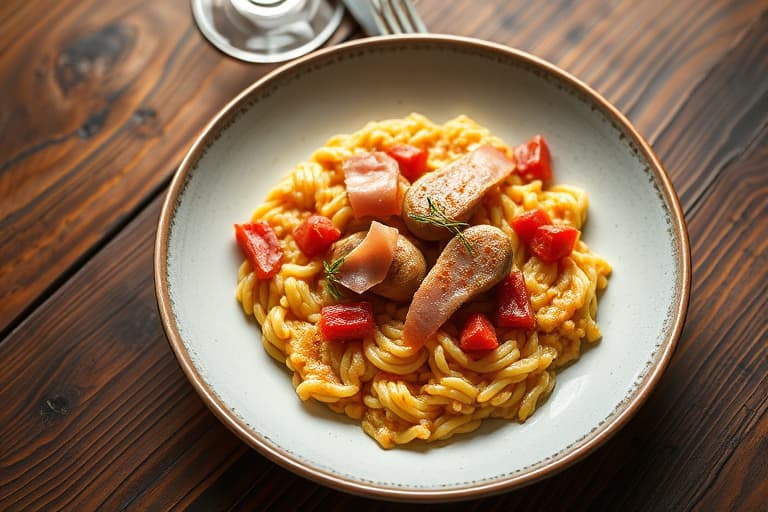 Risotto med artisjokkhjerter, prosciutto og rød paprika