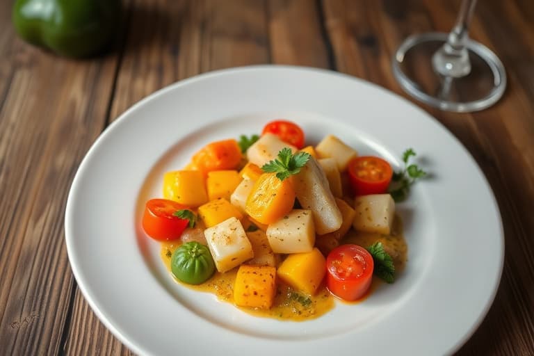 Ristet hvitløk, squash og tomater