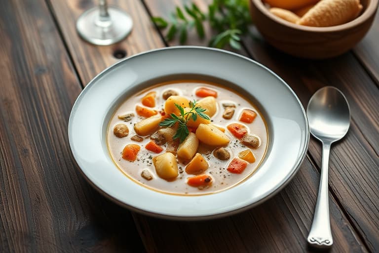 Saltet grønnkål-, cannellini-bønne- og potetsuppe