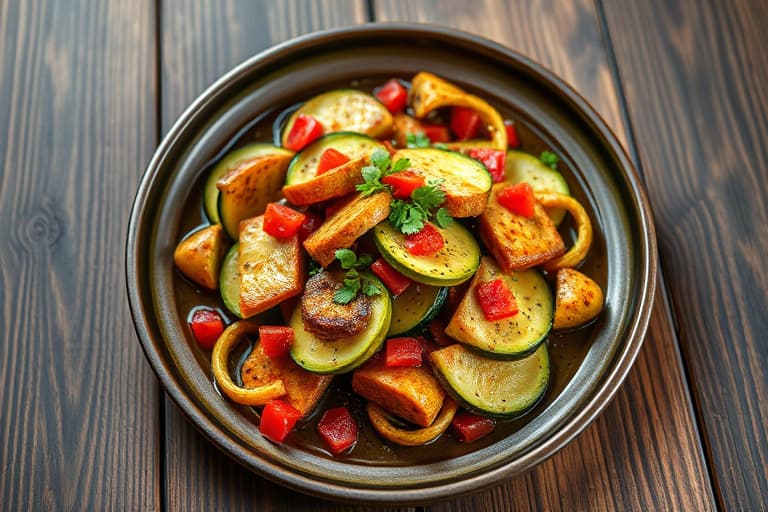 Ristet zucchini og reddiker