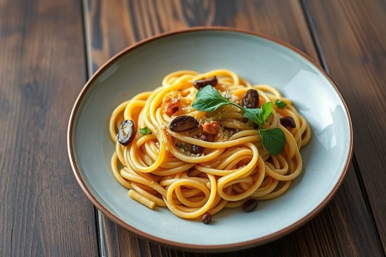 Acini di Pepe-pasta med hvitløk og oliven