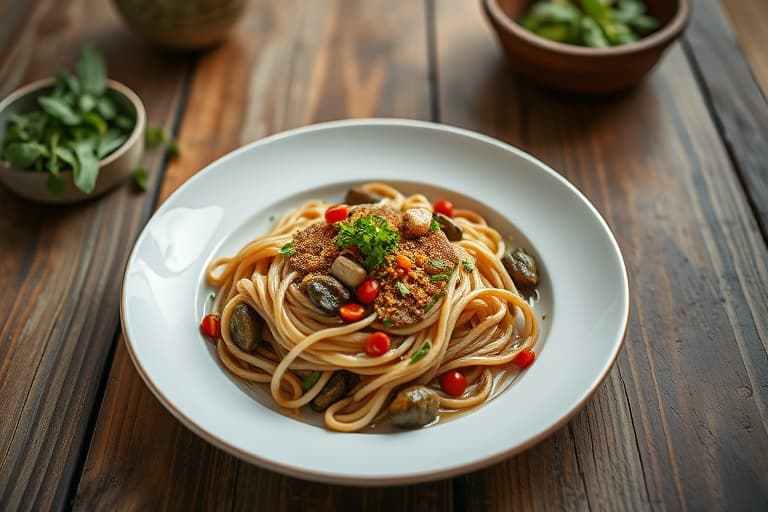 Mynt og vårløk soba-nudler