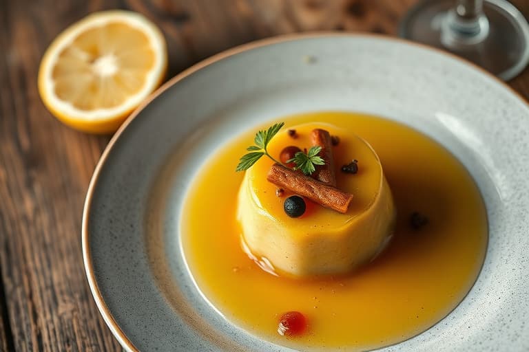 Sitronpudding med jordbær og marengs-cigaretter