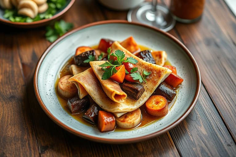 Stekte krydrede løvetannblader og løk