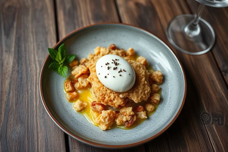 Eplecrumble med Calvados og Créme Fraîche-is