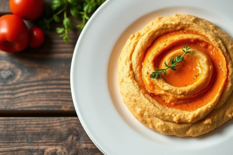 Rødfarget paprika-hummus