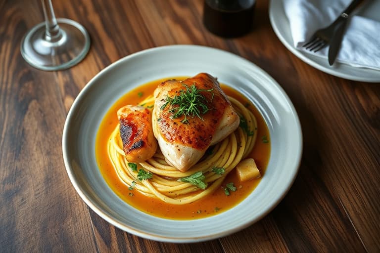 Stekte kamskjell med stekepansaus