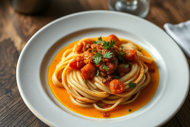 Bucatini i brennende chili- og hvitløksaus