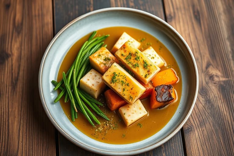 Varm tofu med krydret hvitløksaus