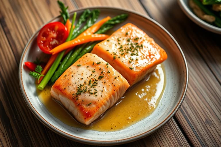 Poached Ginger Salmon Steaks