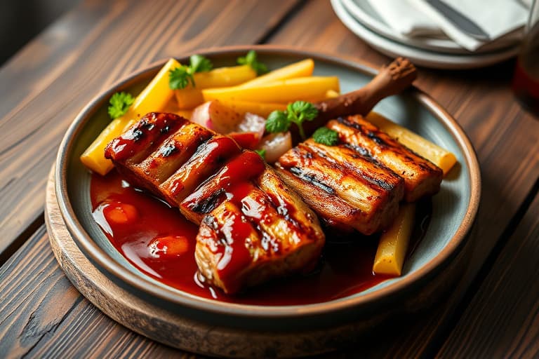 Grillede svinekoteletter med klassisk barbecue-saus