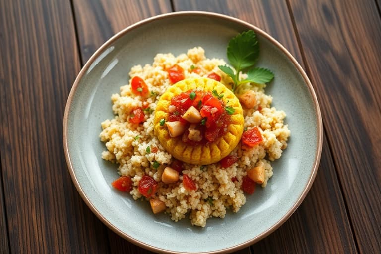 Kylling og couscous med en kraftig relish