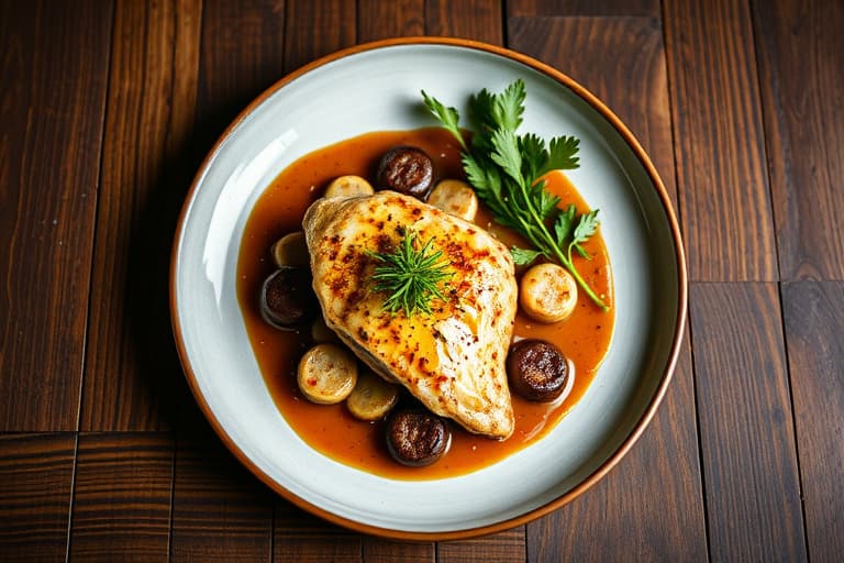 Tarragonbakt kveite med hasselnøttbrunet smør