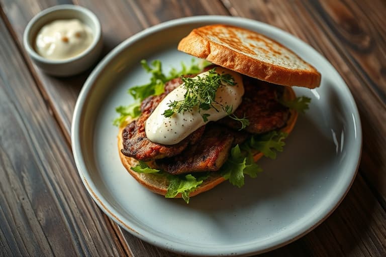 Mongolsk biff-sandwich med svartbønne-aioli