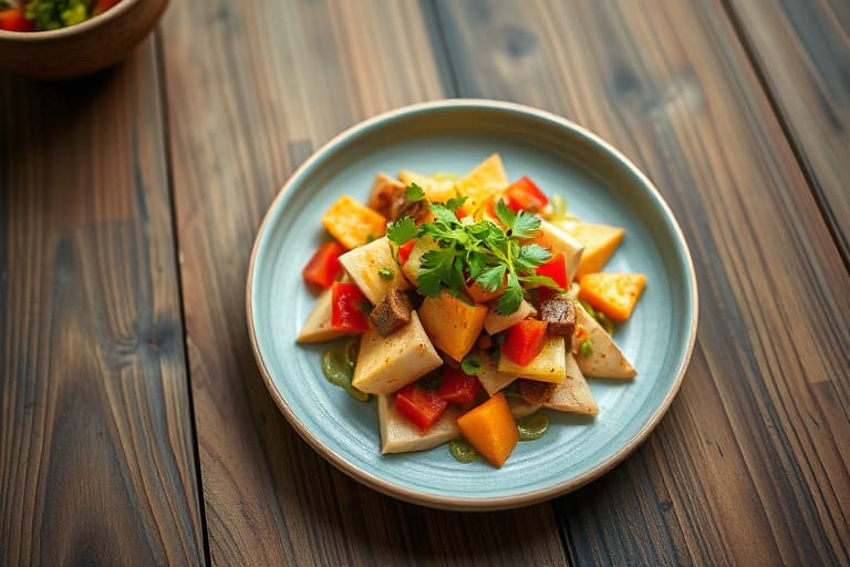 Ung jackfruitsalat med stekt tofu