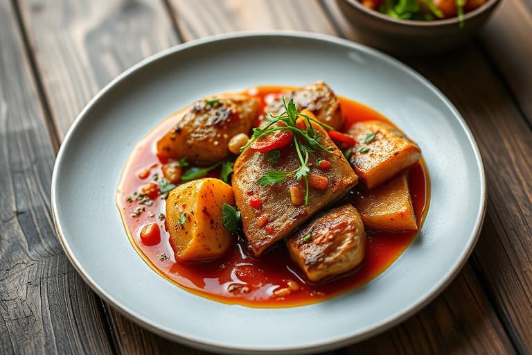 Omvendt marinade med sterk og søt paprika, kylling og reker