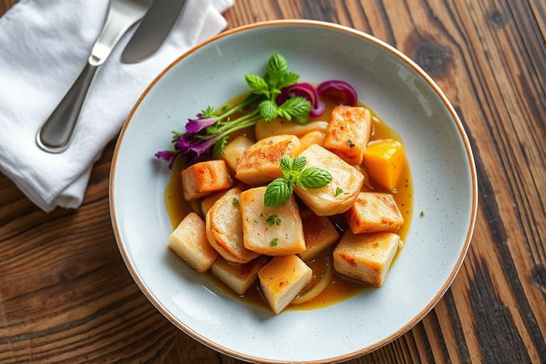 Landlig sennepsmarinerte svinekoteletter