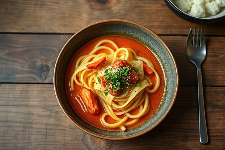 Kimchi Oksekjøtt Nudelsuppe