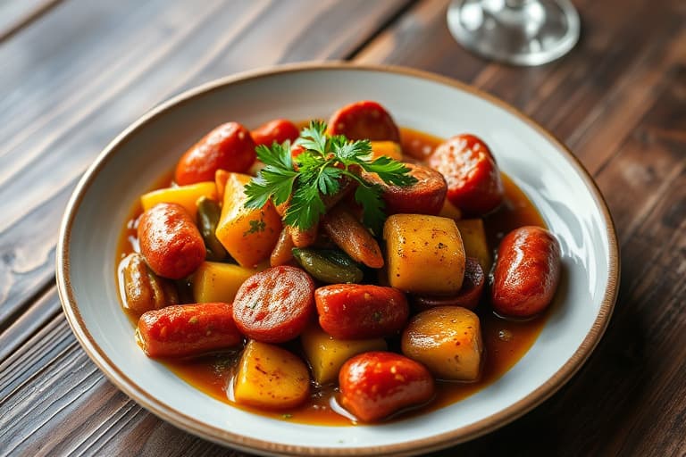 Cajun-maismel og Andouille-pølser i innpakning