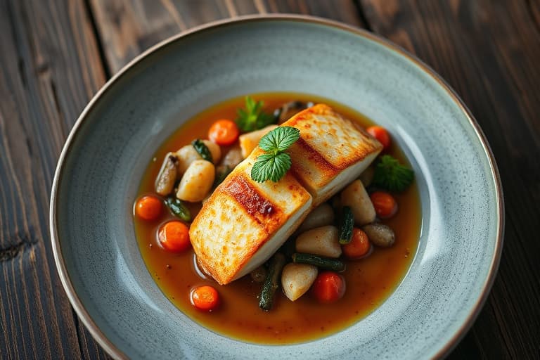 Karibisk flundre med erter og ris