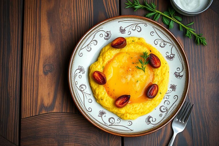 Kremet cheddarpolenta med ferske urter