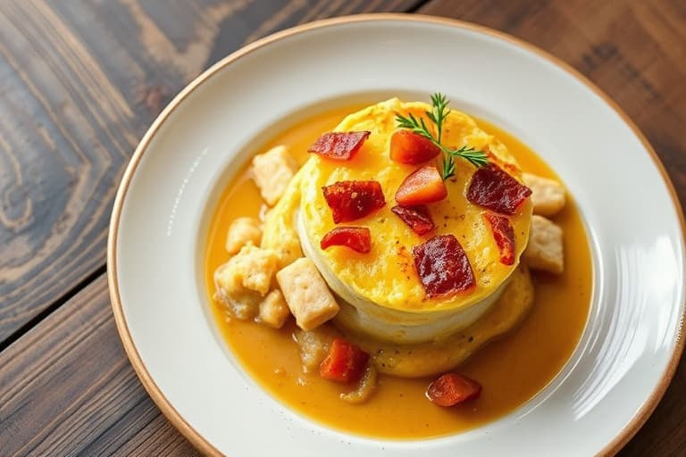 Varm Edam-ostsufflé med sprø bacon