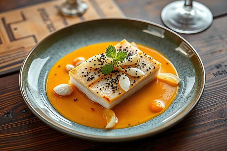 Krydret tunfisk tartar med agurksalat, ponzusaus og svarte sesamfrø