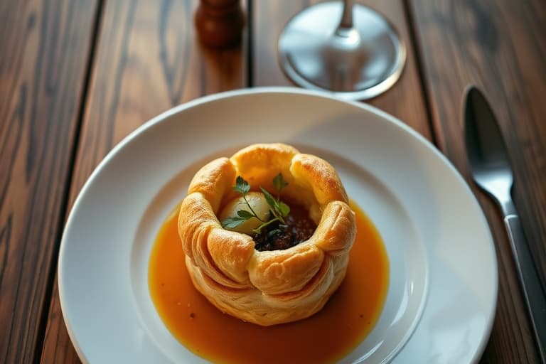 Popovers med roastbiff og pepperrot