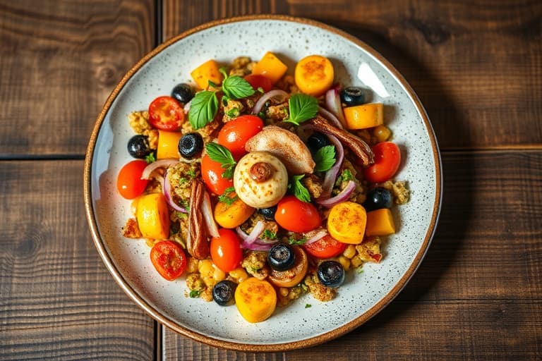 Grillet vegetarisk paella med basilikum- og tomatslaw