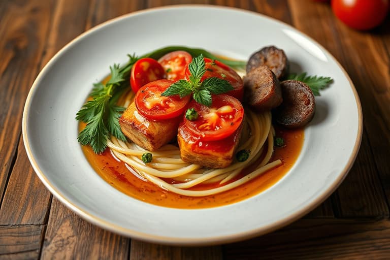 Grillet skalldyrbiff med tomat- og vårløkrelish